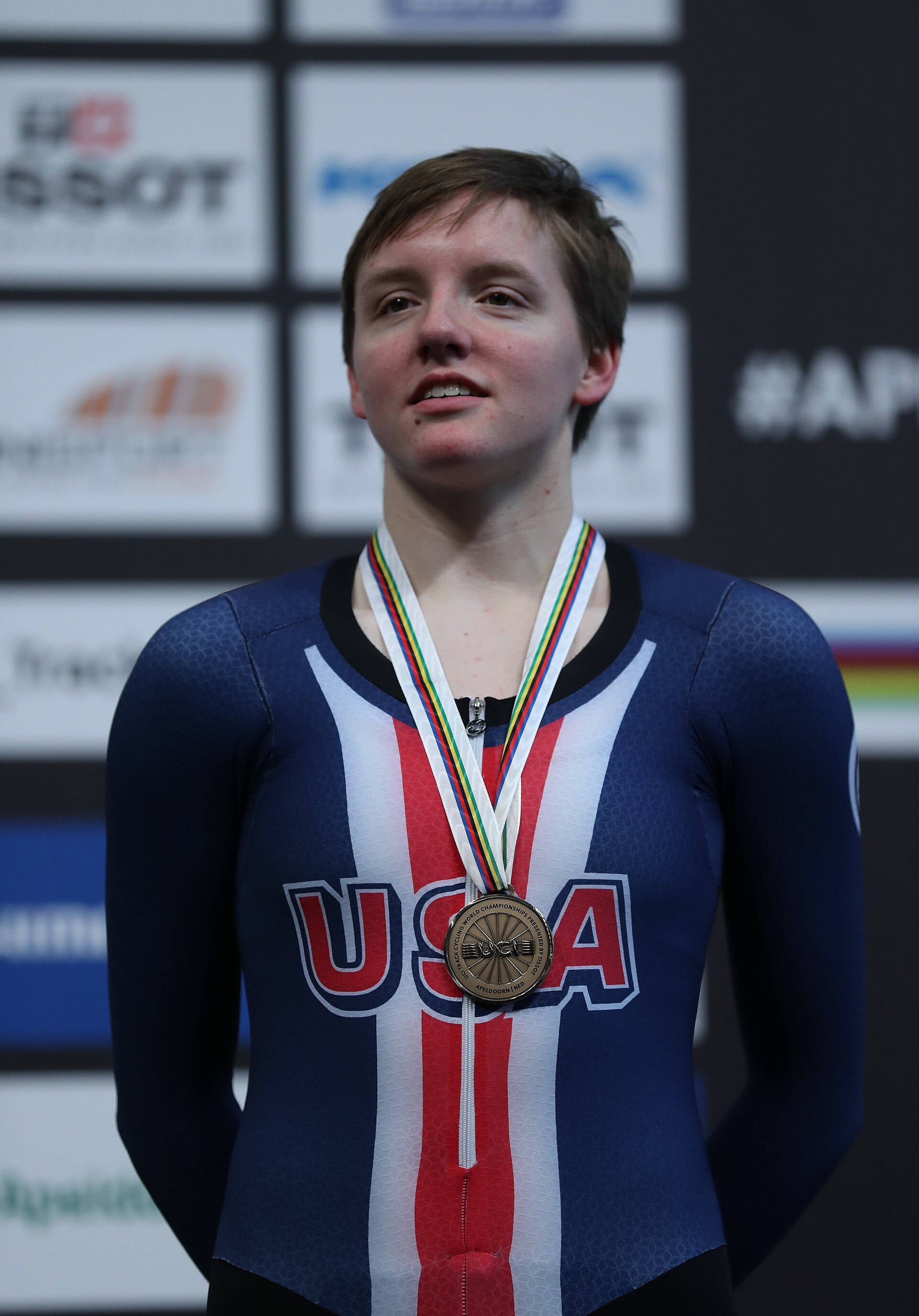 Imagem de referência de Kelly Catlin, descrito nos dados abertos como ciclista norte-americana