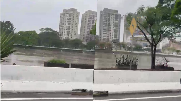Marginal Tietê é bloqueada por causa de alagamentos na Capital paulista; veja vídeo do rio subindo