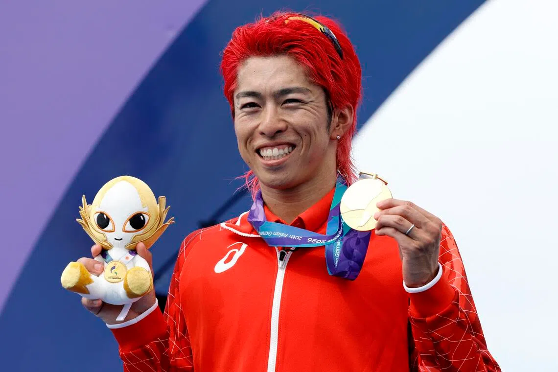 Japan’s Takumi Hojo won the first gold medal of the Asian Games in the men’s individual triathlon on Sept 20