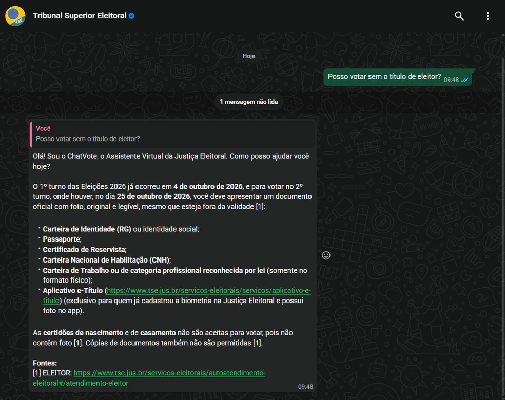 TSE lança ChatVote no WhatsApp para responder dúvidas da eleição; como usar