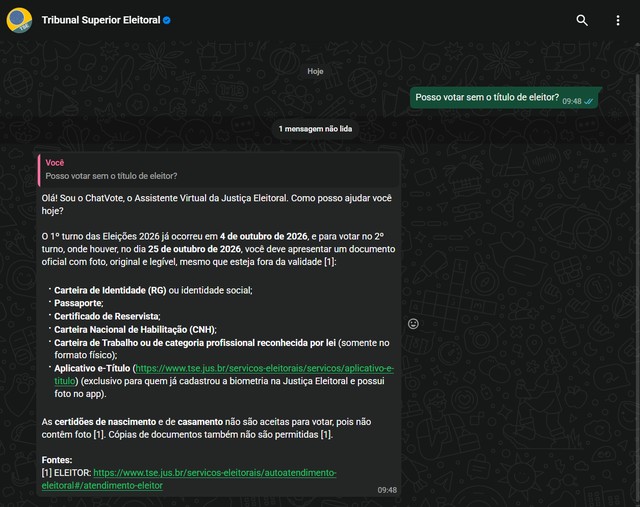 TSE lança ChatVote no WhatsApp para responder dúvidas da eleição; como usar