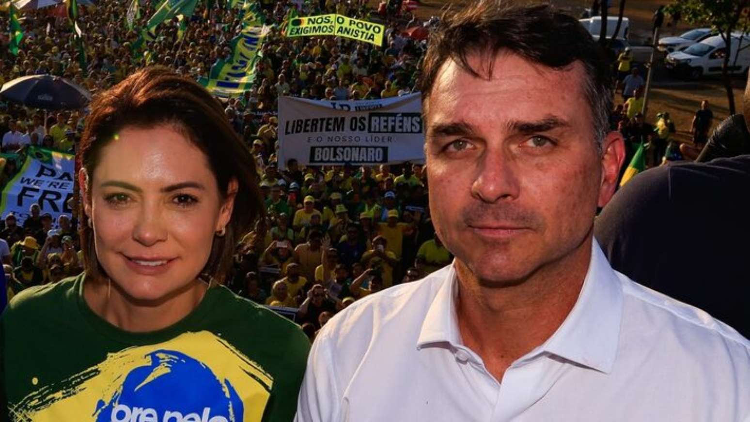 Michelle e Flávio Bolsonaro tiveram embate durante campanha que antecedeu o primeiro turno