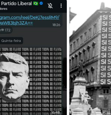 PL publica imagem de Flávio semelhante à de Mussolini em canal de mensagens Foto: Reprodução/X/@metaphysicorum