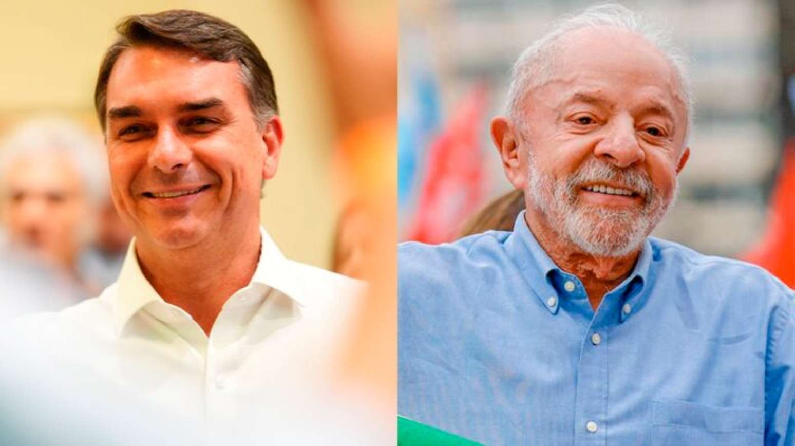 Os candidatos a presidente Fl&aacute;vio Bolsonaro (PL) e Lula (PT)