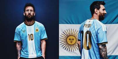 Camisa da despedida de Messi da Argentina tem detalhes dourados e Sol de Maio Foto: Reprodu&ccedil;&atilde;o/Instagram/@leomessi