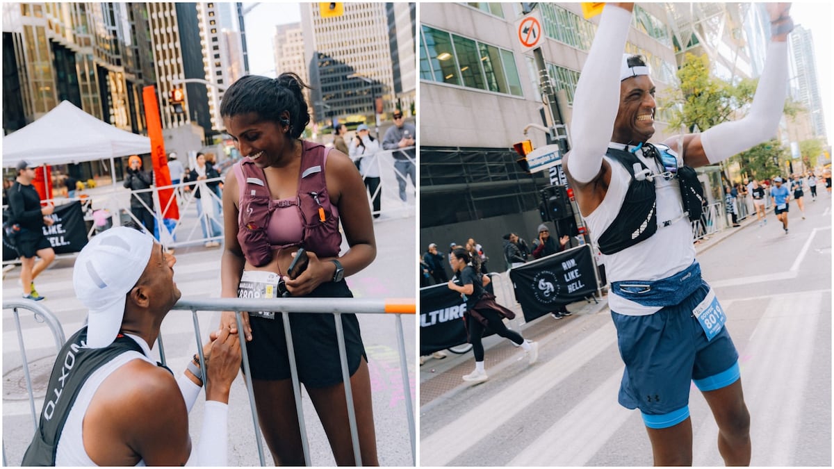 ‘I’m trying to propose to you’: Mississauga couple gets engaged mid-race at Toronto Waterfront Marathon