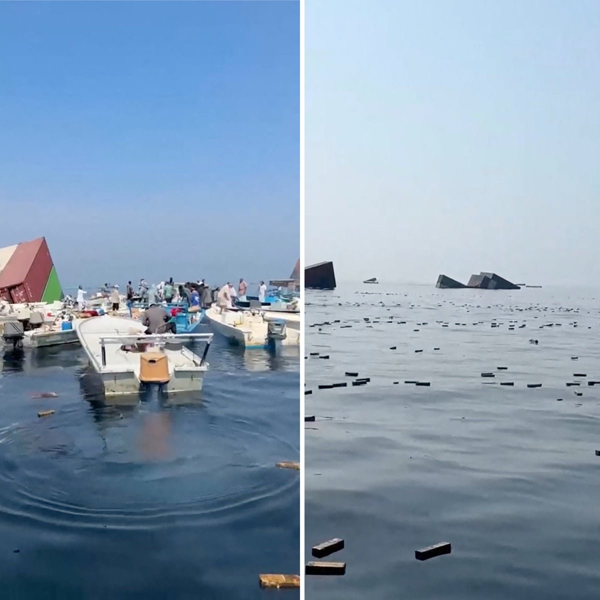 Pessoas varrem o estreito de Ormuz em busca de carga derramada após Irã atacar navios porta-contêineres