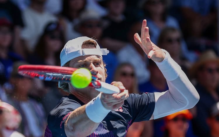 Zizou Bergs of Belgium plays a shot in the Singles Grand Final Match of the 2025 Men’s ASB Classic.