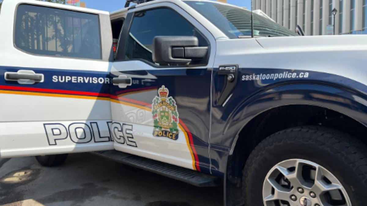 Two people taken to hospital after vehicle strikes light standard in Saskatoon