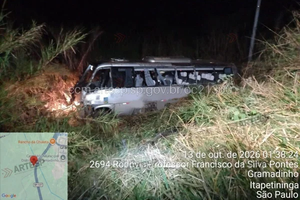Micro-ônibus é fechado por caminhão, cai em ribanceira e deixa 3 mortos - destaque galeria