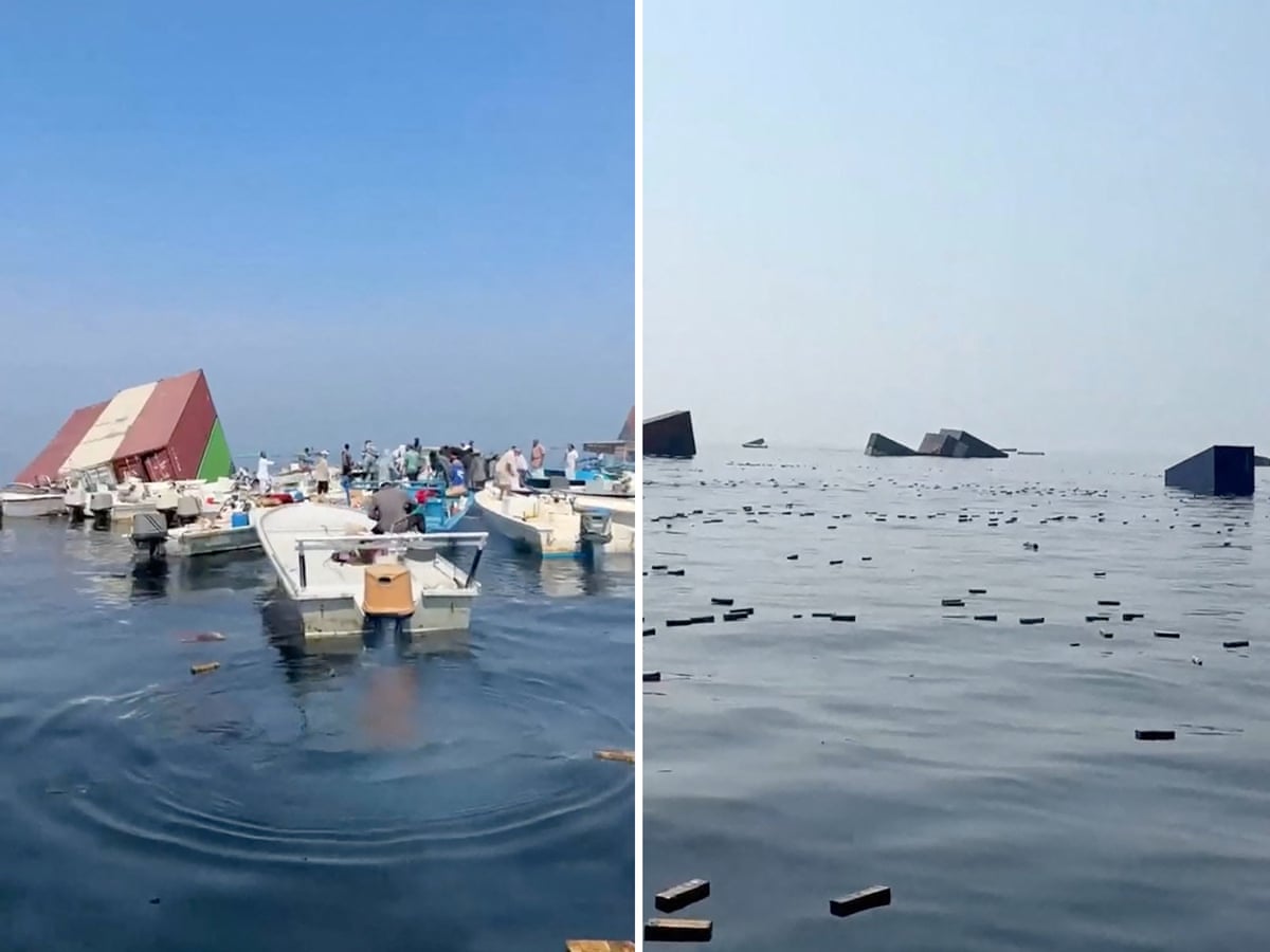 Pessoas varrem o estreito de Ormuz em busca de carga derramada após Irã atacar navios porta-contêineres